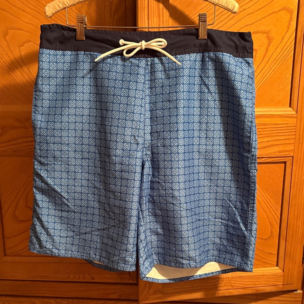 St. John's Bay Blue Geometric Swim Shorts